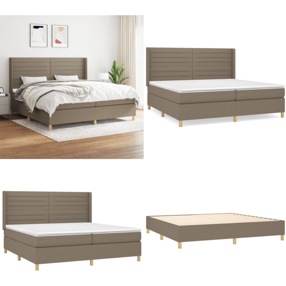 vidaXL Boxspring met matras stof taupe 200x200 cm - Boxspring - Boxsprings - Bed - Slaapmeubel vidaXL Boxspring met matras stof taupe 200x200 cm - Boxspring - Boxsprings - Bed - Slaapmeubel afbeelding 1