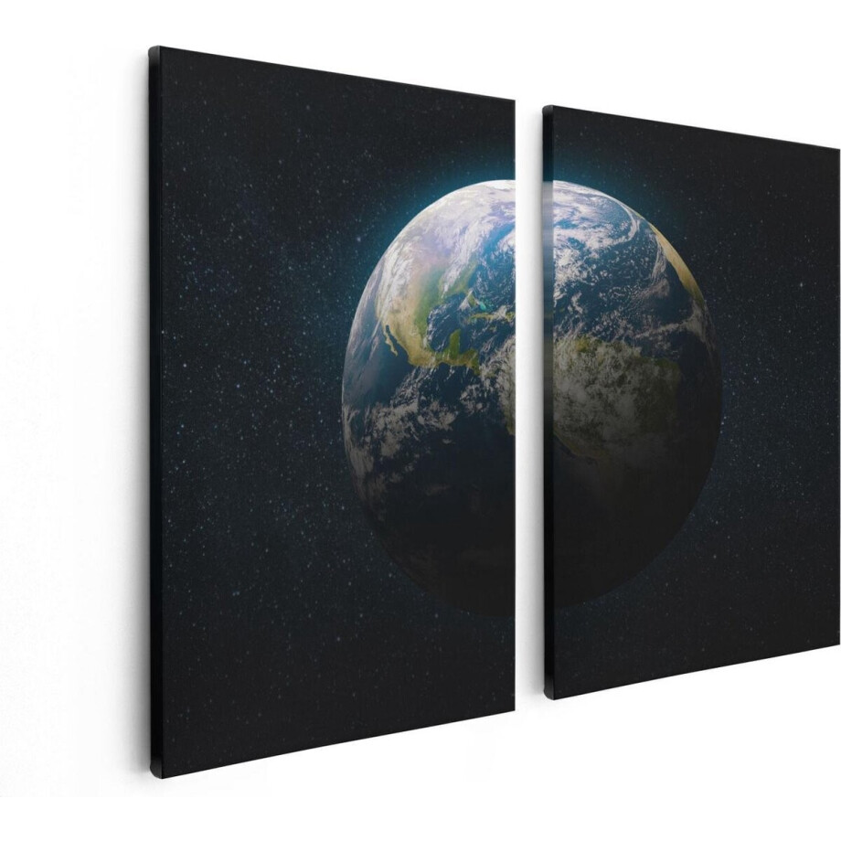 Artaza Canvas Schilderij Tweeluik De Aarde Vanuit De Ruimte - 80x60 - Foto Op Canvas - Canvas Print Artaza Canvas Schilderij Tweeluik De Aarde Vanuit De Ruimte - 80x60 - Foto Op Canvas - Canvas Print afbeelding 1