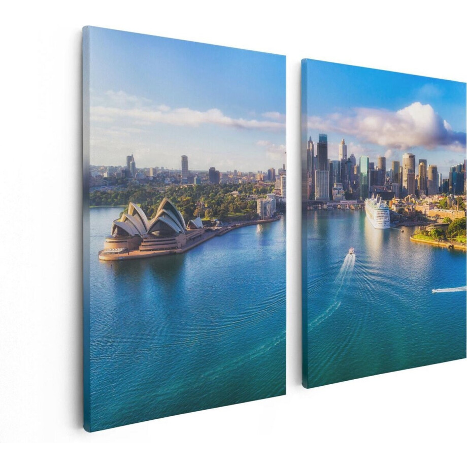 Artaza Canvas Schilderij Tweeluik Sydney Stad bij de Haven - 80x60 - Foto Op Canvas - Canvas Print afbeelding 1