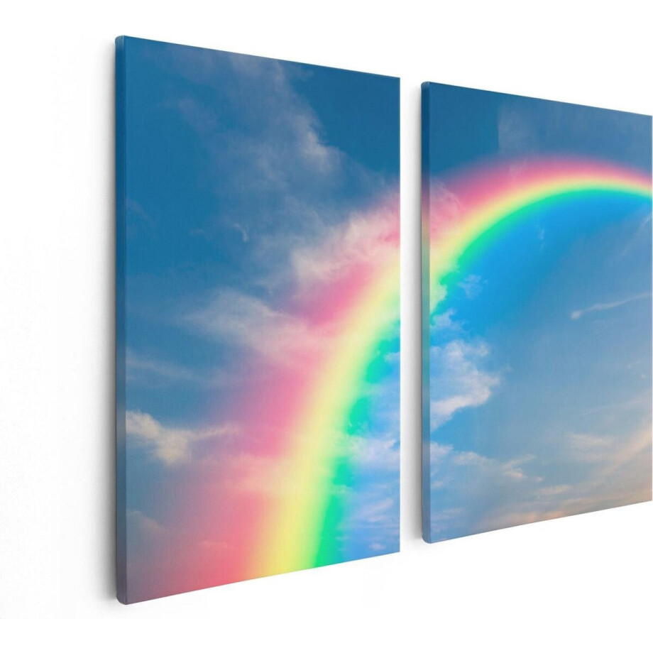 Artaza Canvas Schilderij Tweeluik Regenboog - 80x60 - Foto Op Canvas - Canvas Print afbeelding 1