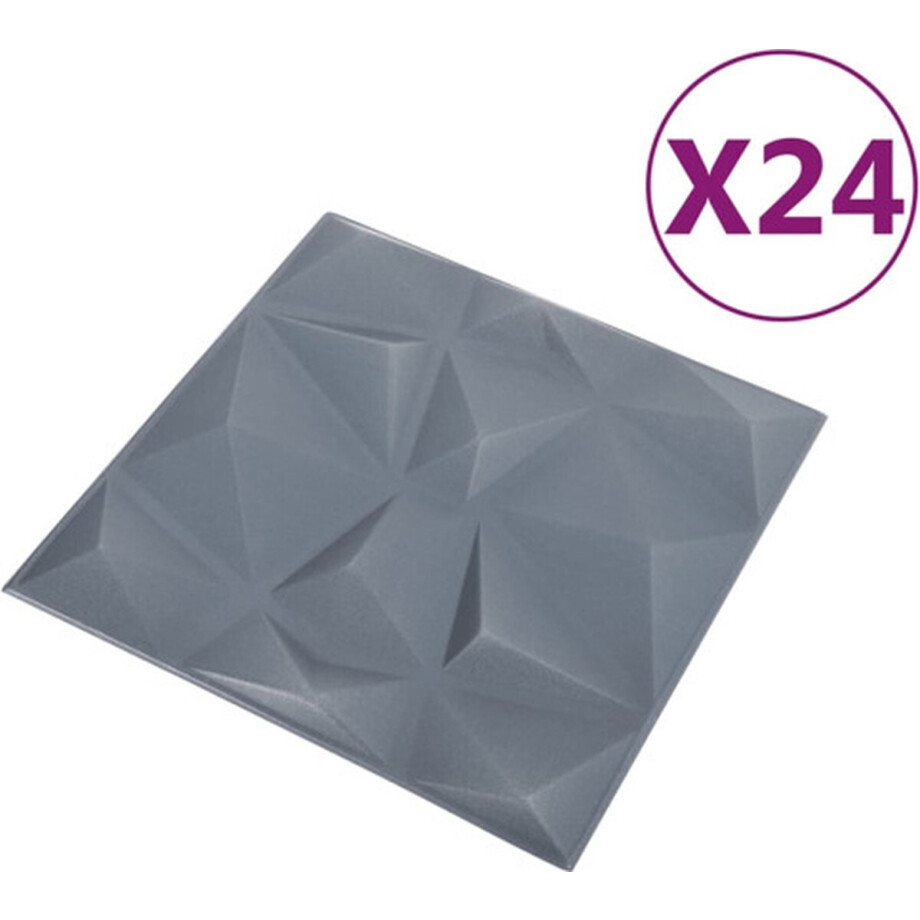 vidaXL - 24 - st - Wandpanelen - 3D - diamant - 6 - m² - 50x50 - cm - grijs afbeelding 1