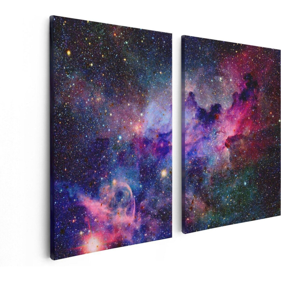 Artaza Canvas Schilderij Tweeluik Sterrenstelsel in de Ruimte  - 80x60 - Foto Op Canvas - Canvas Print afbeelding 1