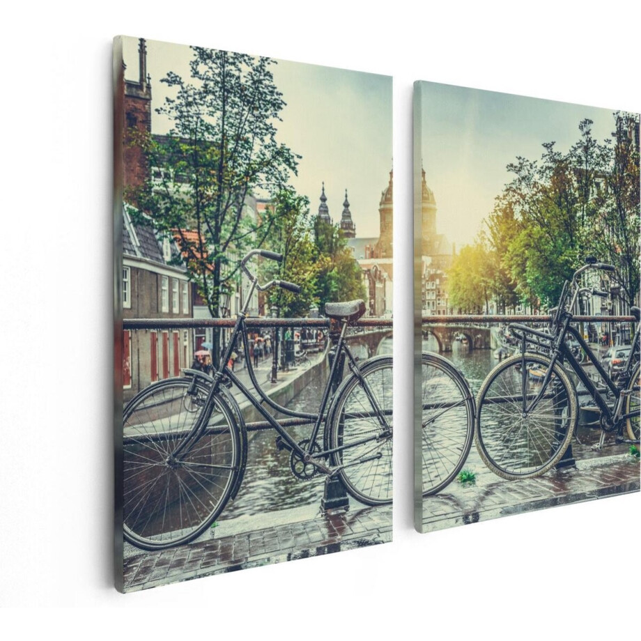 Artaza Canvas Schilderij Tweeluik Amsterdamse Brug Bij Een Gracht Met Zonsondergang - 80x60 - Foto Op Canvas - Canvas Print Artaza Canvas Schilderij Tweeluik Amsterdamse Brug Bij Een Gracht Met Zonsondergang - 80x60 - Foto Op Canvas - Canvas Print afbeelding 1