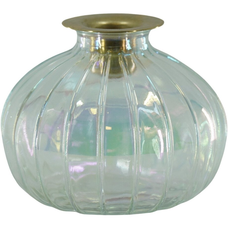 Housevitamin Kaarshouder- Flesje Met Goud Metalen Kaarshouder-Regenboog finish-11x11x8.5cm afbeelding 1