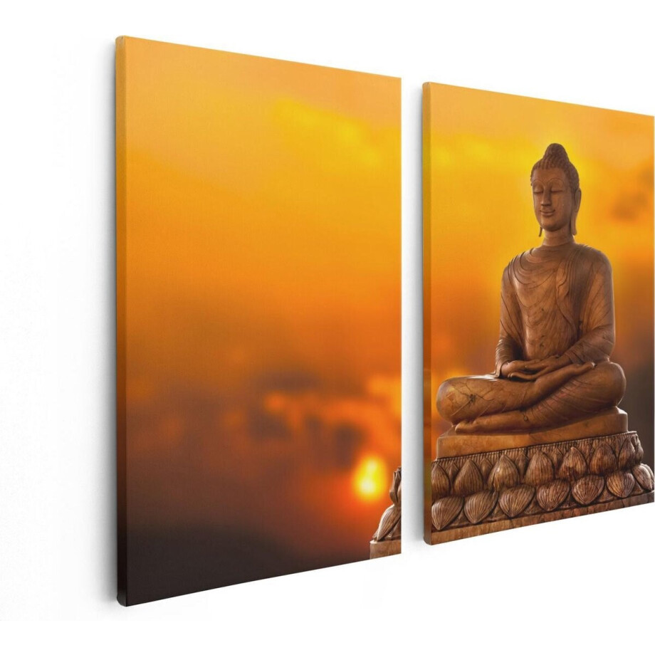 Artaza Canvas Schilderij Tweeluik Boeddha Standbeeld Bij Zonsondergang - 80x60 - Foto Op Canvas - Canvas Print Artaza Canvas Schilderij Tweeluik Boeddha Standbeeld Bij Zonsondergang - 80x60 - Foto Op Canvas - Canvas Print afbeelding 1