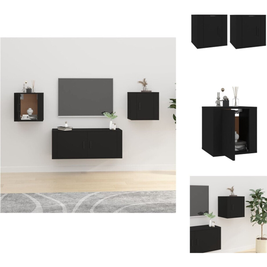 vidaXL Tv-kast - Tv-kasten - Televisiekast - Bijzetkast - Tv-wandmeubels 2 st 40x34,5x40 cm zwart afbeelding 1