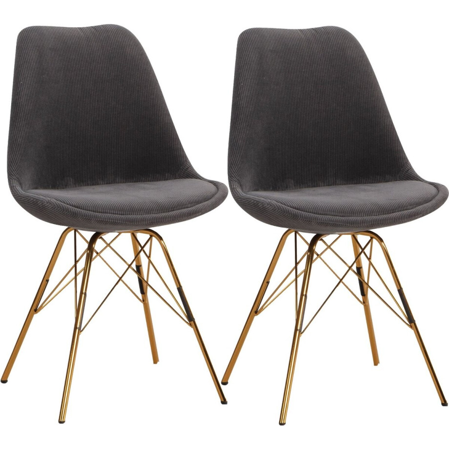 eetkamerstoel set van 2 Cara stof antraciet keukenstoel met gouden poten, corduroy kuipstoel Scandinavisch design, gestoffeerde stoel met stoffen bekleding, stoel gestoffeerd eetkamerstoel set van 2 Cara stof antraciet keukenstoel met gouden poten, corduroy kuipstoel Scandinavisch design, gestoffeerde stoel met stoffen bekleding, stoel gestoffeerd afbeelding 1