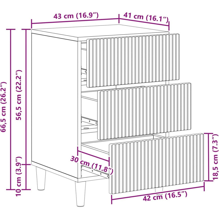 vidaXL - Nachtkastje - Grijs - sonoma - 43 - x - 41 - x - 66,5 - cm - Bewerkt - hout afbeelding 1