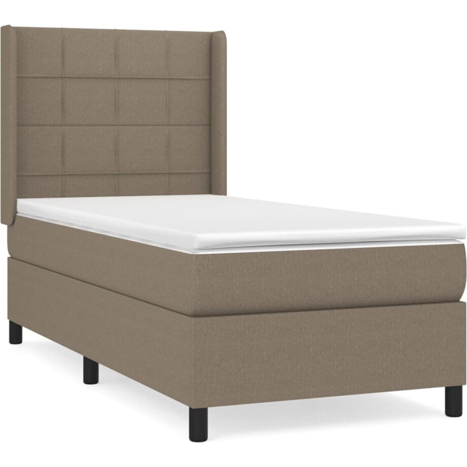 vidaXL - Boxspring - met - matras - stof - taupe - 90x190 - cm afbeelding 1