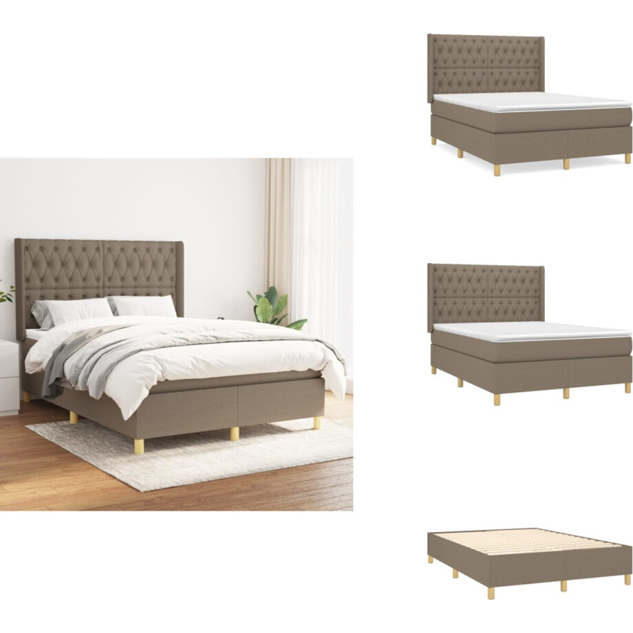 vidaXL Boxspring - Boxsprings - Bed - Slaapmeubel - Boxspring met matras stof taupe 140x190 cm vidaXL Boxspring - Boxsprings - Bed - Slaapmeubel - Boxspring met matras stof taupe 140x190 cm afbeelding 1
