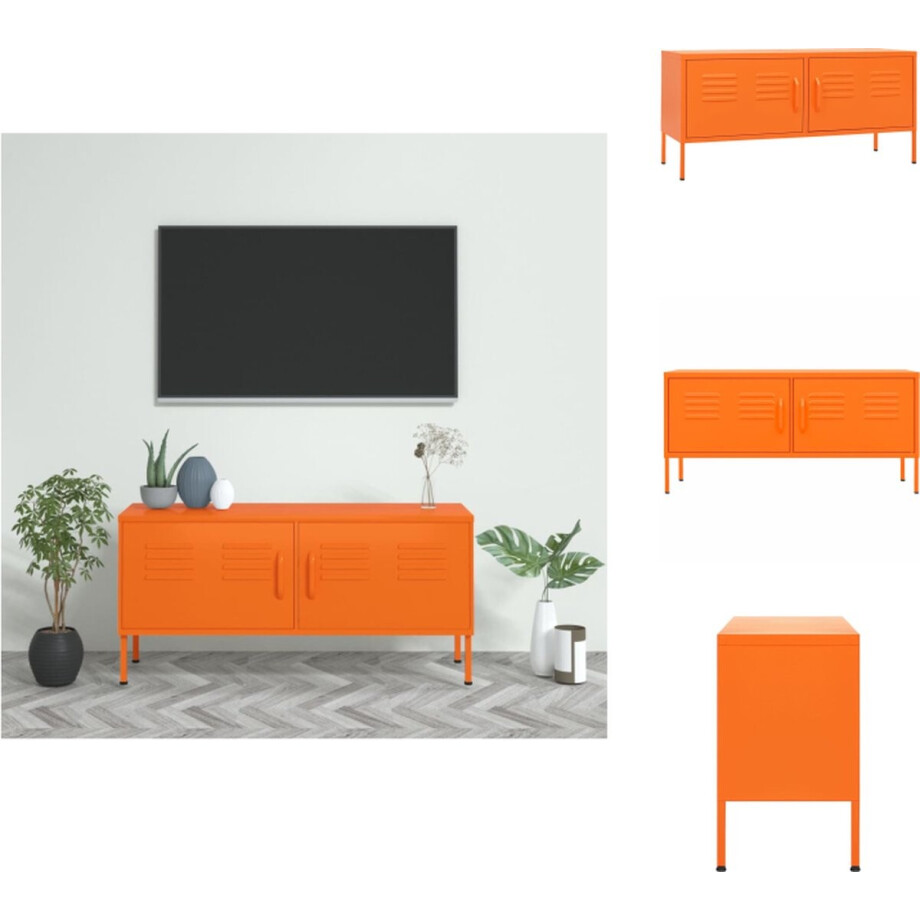 vidaXL Tv-meubelset - Tv-meubelsets - Tv Meubelset - Tv Meubelsets - Tv-meubel 105x35x50 cm staal oranje afbeelding 1