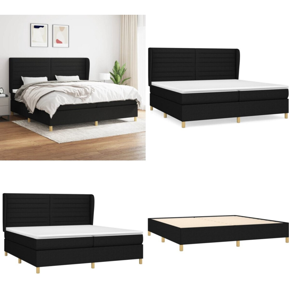 vidaXL Boxspring met matras stof zwart 200x200 cm - Boxspring - Boxsprings - Bed - Slaapmeubel vidaXL Boxspring met matras stof zwart 200x200 cm - Boxspring - Boxsprings - Bed - Slaapmeubel afbeelding 1
