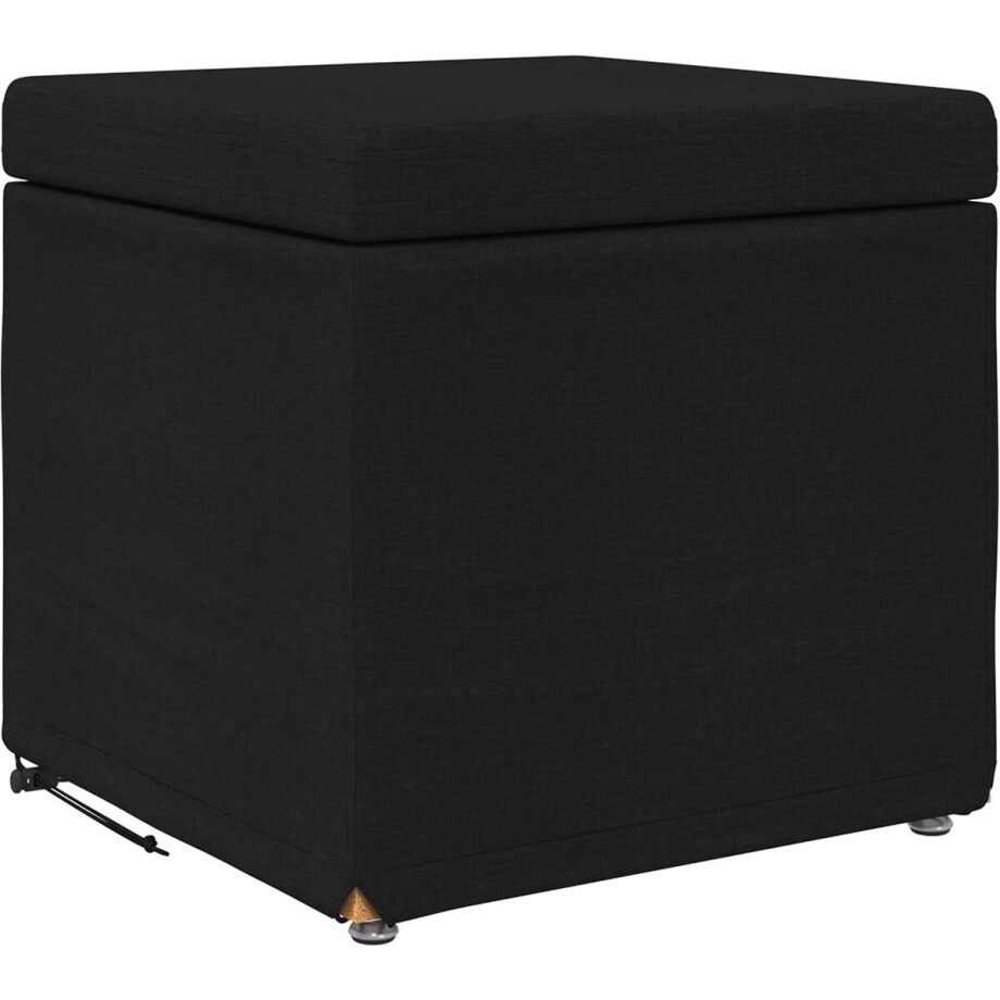 vidaXL - Kruk - Zwart - 41 - x - 41 - x - 40 - cm - Stof - en - Geëngineerd - Hout afbeelding 1
