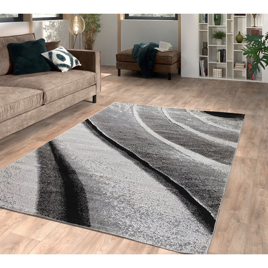 Flycarpets Lima Vloerkleed - 120x170 cm - Grijs - Polypropyleen - Voor binnen - Designer - Rechthoek - Modern - Woonkamer - Laagpolig Flycarpets Lima Vloerkleed - 120x170 cm - Grijs - Polypropyleen - Voor binnen - Designer - Rechthoek - Modern - Woonkamer - Laagpolig afbeelding 1