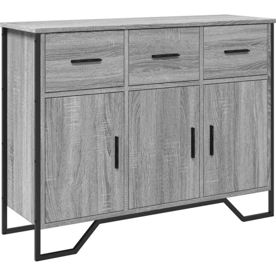 vidaXL - Dressoir - 97x32,5x74,5 - cm - bewerkt - hout - grijs - sonoma - eikenkleur vidaXL - Dressoir - 97x32,5x74,5 - cm - bewerkt - hout - grijs - sonoma - eikenkleur afbeelding 1