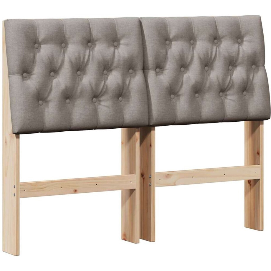 vidaXL - Gestoffeerd - hoofdbord - Taupe - 120 - cm - Massief - grenenhout vidaXL - Gestoffeerd - hoofdbord - Taupe - 120 - cm - Massief - grenenhout afbeelding 1