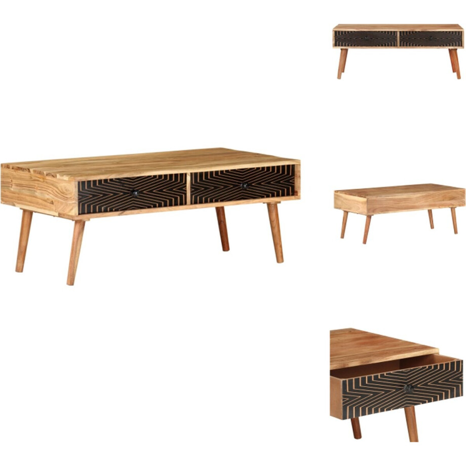 vidaXL Salontafel - Salontafels - Tafel - Tafels - Salontafel 100x50x39 cm massief acaciahout afbeelding 1