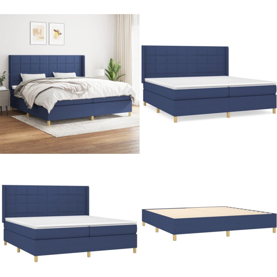 vidaXL Boxspring met matras stof blauw 200x200 cm - Boxspring - Boxsprings - Bed - Slaapmeubel vidaXL Boxspring met matras stof blauw 200x200 cm - Boxspring - Boxsprings - Bed - Slaapmeubel afbeelding 1