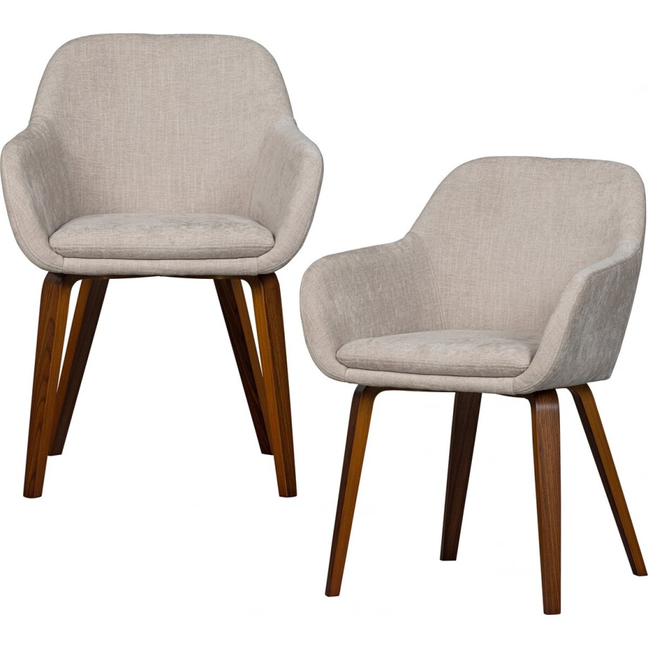 vtwonen Base Eetkamerstoelen - Polyester - Zand - Set van 2 afbeelding 1