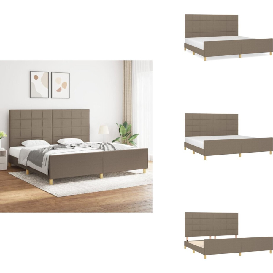 vidaXL Bedframe Met Hoofdeinde - Bedframes Met Hoofdeindes - Bed - Slaapmeubel - Bedframe zonder matras stof taupe 200x200 cm afbeelding 1
