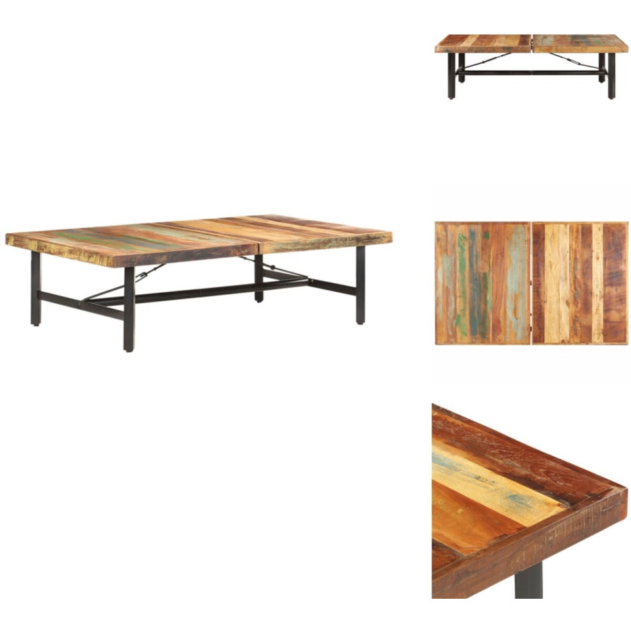 vidaXL Salontafel - Salontafels - Houten Salontafel - Houten Salontafels - Salontafel 142x90x42 cm massief gerecycled hout afbeelding 1