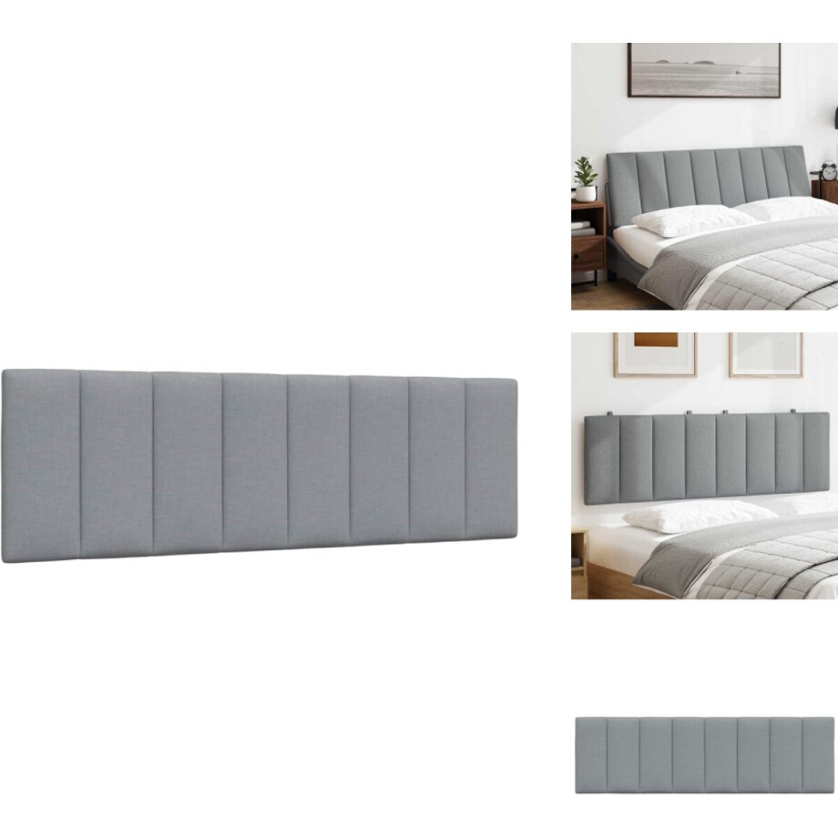 vidaXL Hoofdbordkussen - Hoofdbordkussens - Hoofdbord Kussen - Hoofdeinde Kussen - Hoofdbordkussen 160 cm stof lichtgrijs afbeelding 1