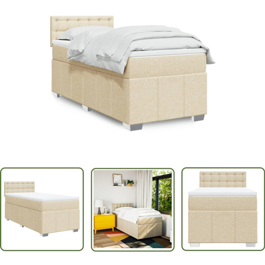 vidaXL Klikmechanisme - Dynamische Sleutel - Boxspring met matras stof crèmekleurig 90x200 cm - Drapers Tools - Gereedschapset - Torque Wrench afbeelding 1