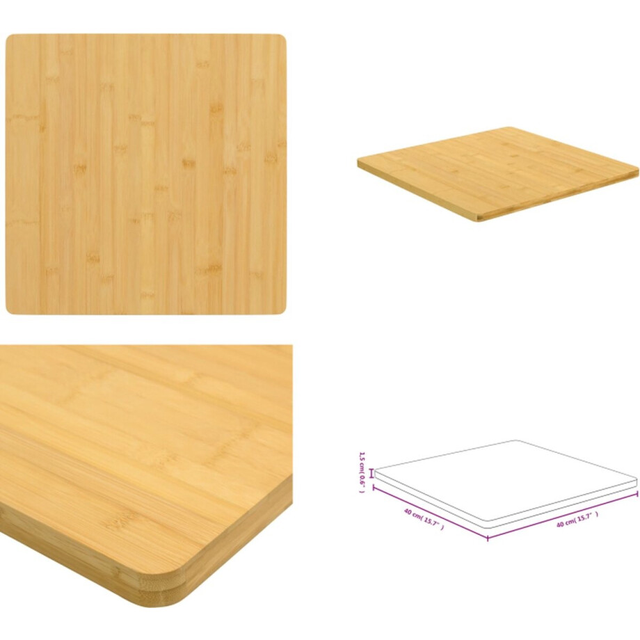 vidaXL - Tafelblad - 40x40x1,5 - cm - bamboe afbeelding 1