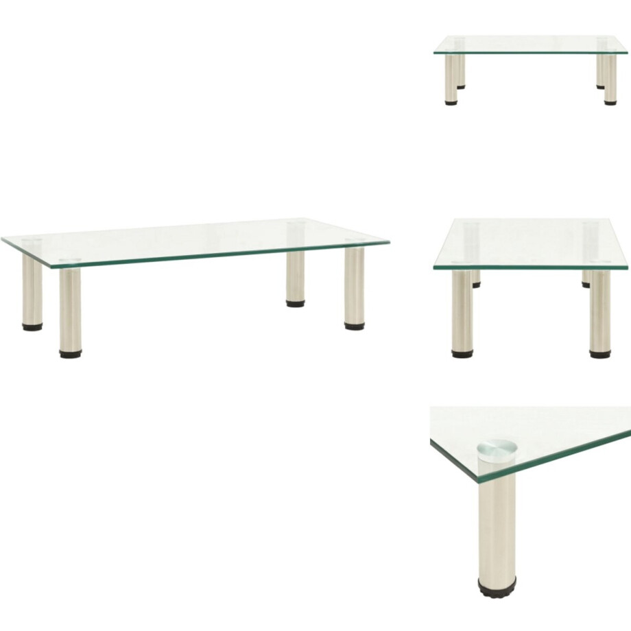 vidaXL Tv-standaard - Tv-standaarden - Tv-standaards - Tv-meubel - Tv-meubel 60x35x17 cm gehard glas transparant afbeelding 1