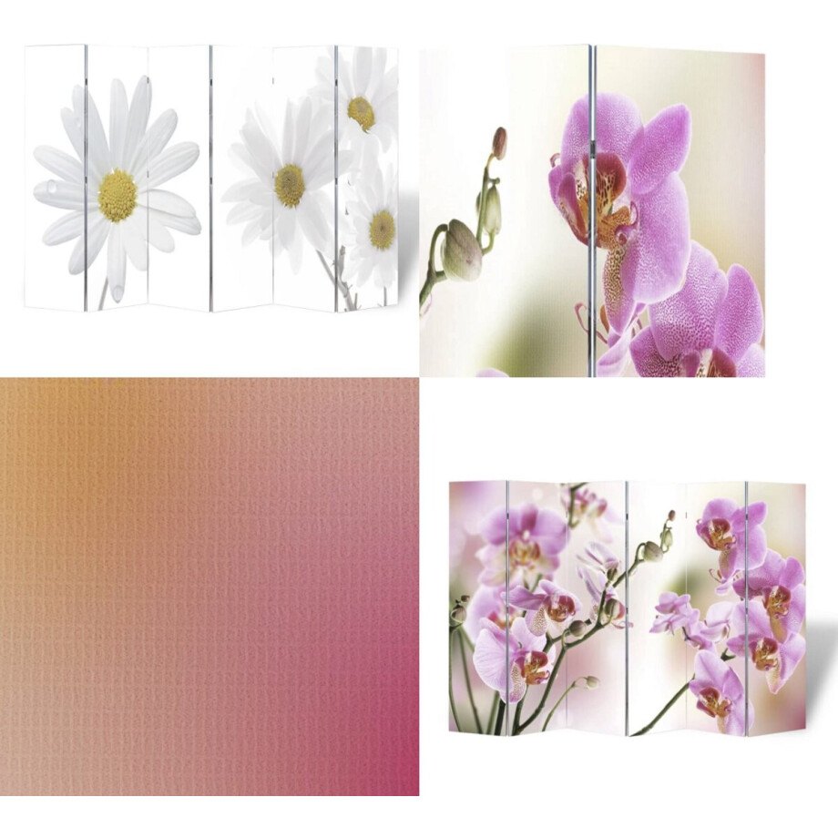 vidaXL Kamerscherm inklapbaar bloem 217x170 cm - Scheidingswand - Scheidingswanden - Ruimteverdeler - Ruimteverdelers vidaXL Kamerscherm inklapbaar bloem 217x170 cm - Scheidingswand - Scheidingswanden - Ruimteverdeler - Ruimteverdelers afbeelding 1