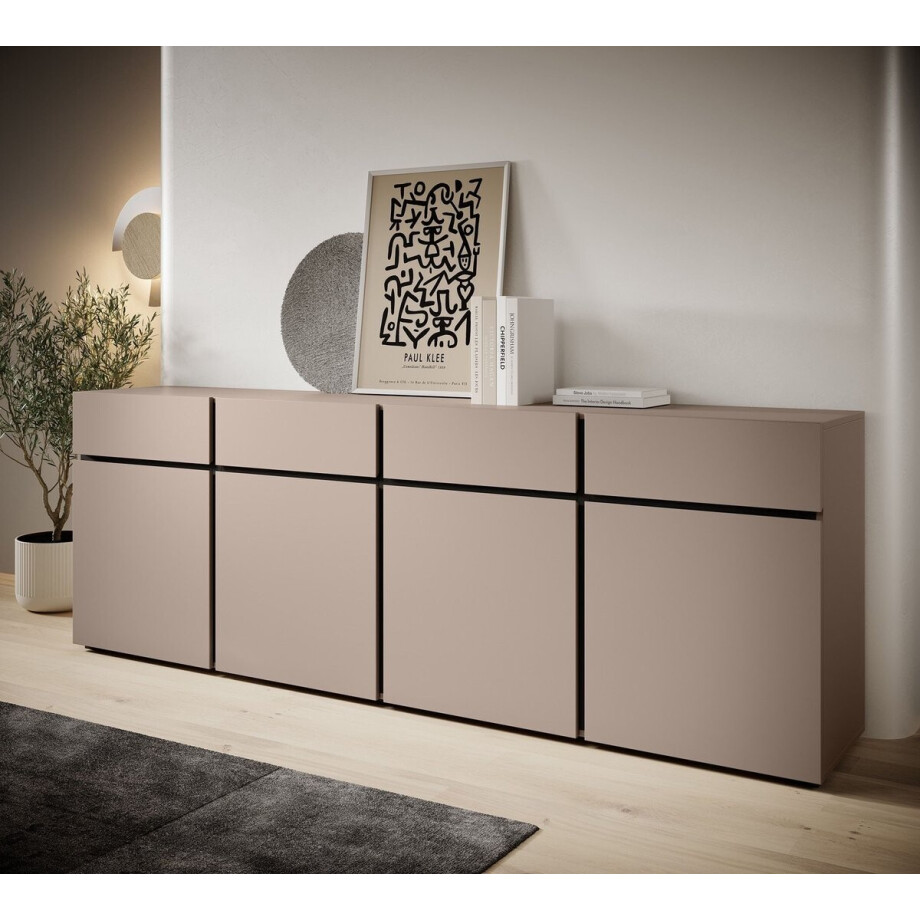 Meubella - Dressoir Cainan - Beige - 225 cm Meubella - Dressoir Cainan - Beige - 225 cm afbeelding 1