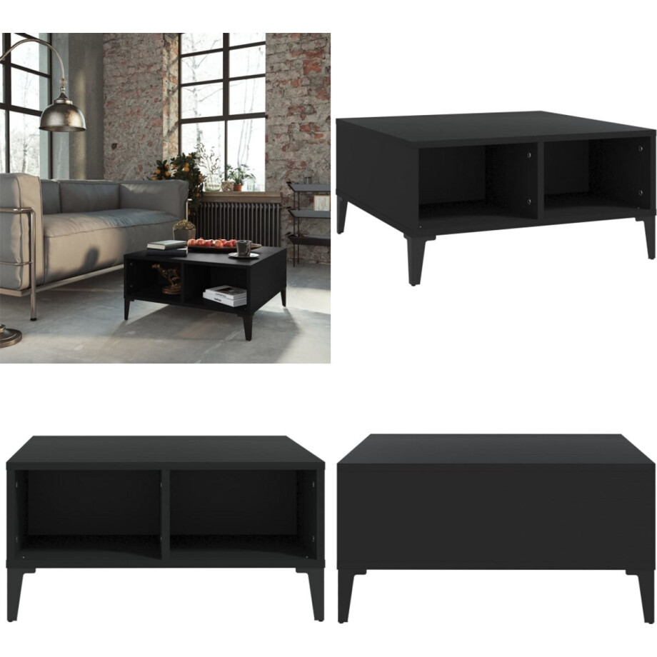 vidaXL Salontafel 60x60x30 cm bewerkt hout zwart - Tafel - Tafels - Tafeltje - Tafeltjes afbeelding 1