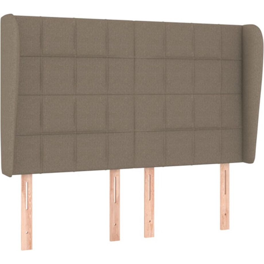 vidaXL - Hoofdbord - met - randen - 147x23x118/128 - cm - stof - taupe vidaXL - Hoofdbord - met - randen - 147x23x118/128 - cm - stof - taupe afbeelding 1