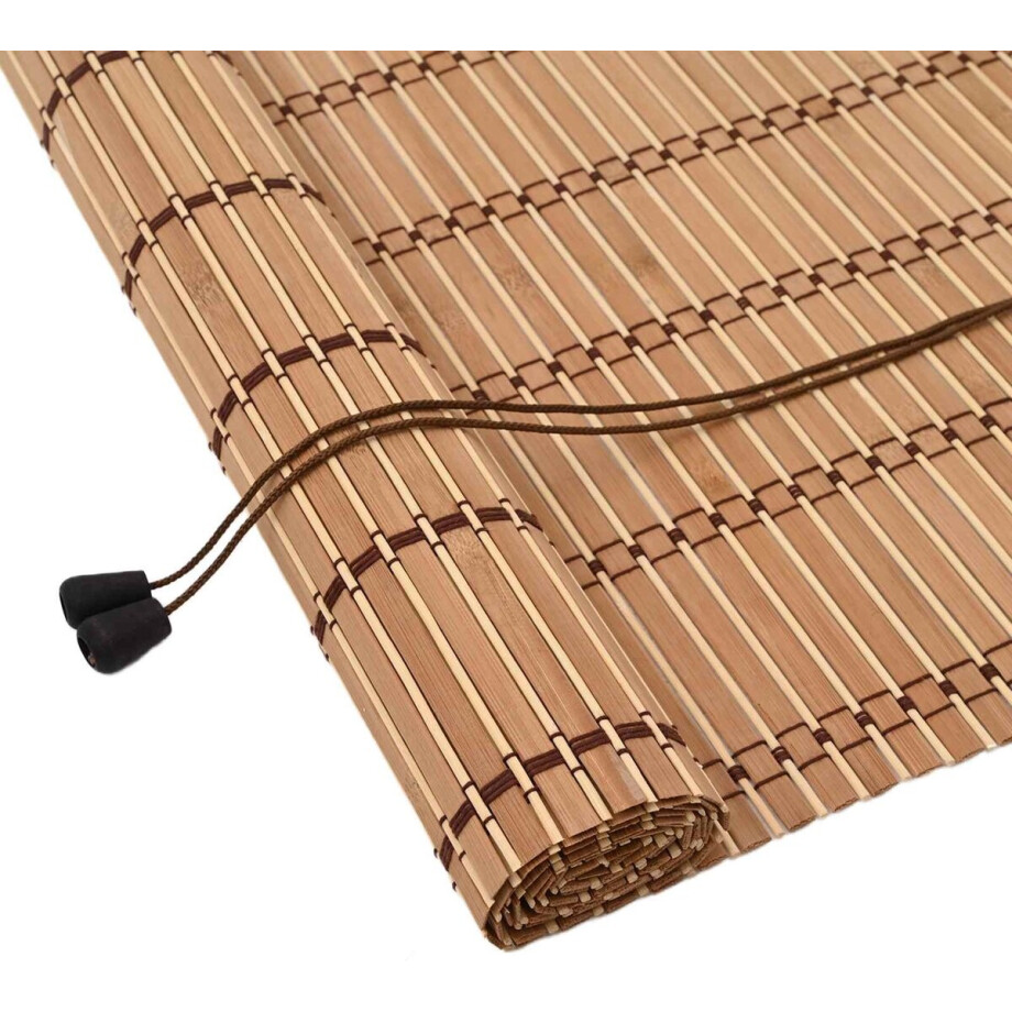 vidaXL - Rolgordijn - met - gordijnen - Natuur - 150 - x - 220 - cm - Bamboe afbeelding 1