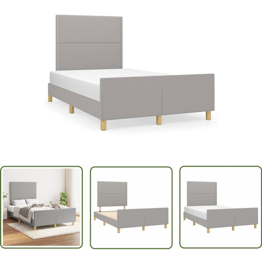 vidaXL Bedframe zonder matras 120x190 cm stof lichtgrijs vidaXL Bedframe zonder matras 120x190 cm stof lichtgrijs afbeelding 1