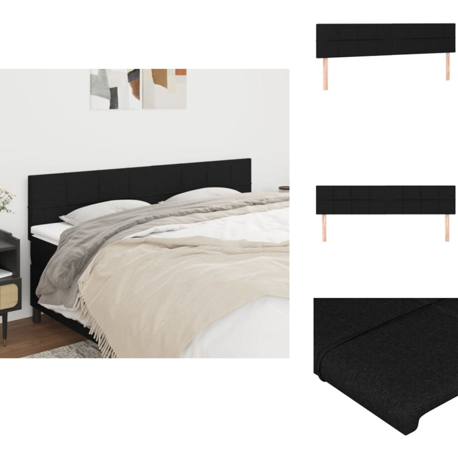 vidaXL Hoofdbord - Hoofdborden - Hoofdeinde - Houten Hoofdbord - Hoofdborden 2 st 90x5x78/88 cm stof zwart vidaXL Hoofdbord - Hoofdborden - Hoofdeinde - Houten Hoofdbord - Hoofdborden 2 st 90x5x78/88 cm stof zwart afbeelding 1