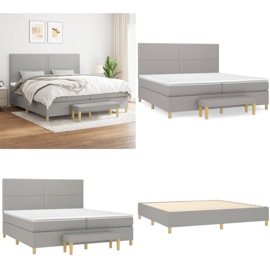 vidaXL Boxspring met matras stof lichtgrijs 200x200 cm - Boxspring - Boxsprings - Pocketveringbed - Bed vidaXL Boxspring met matras stof lichtgrijs 200x200 cm - Boxspring - Boxsprings - Pocketveringbed - Bed afbeelding 1