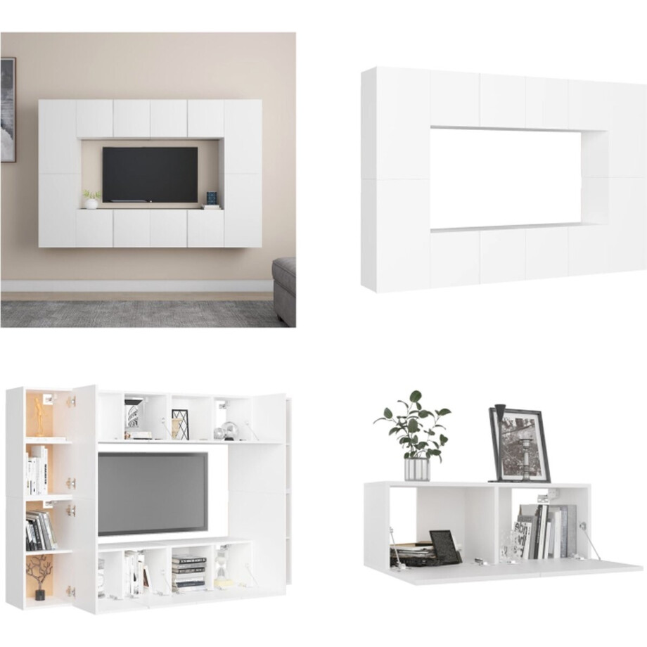 vidaXL 8-delige Tv-meubelset spaanplaat wit - Tv-meubelset - Tv-meubelsets - Tv Meubelset - Tv Meubelsets vidaXL 8-delige Tv-meubelset spaanplaat wit - Tv-meubelset - Tv-meubelsets - Tv Meubelset - Tv Meubelsets afbeelding 1