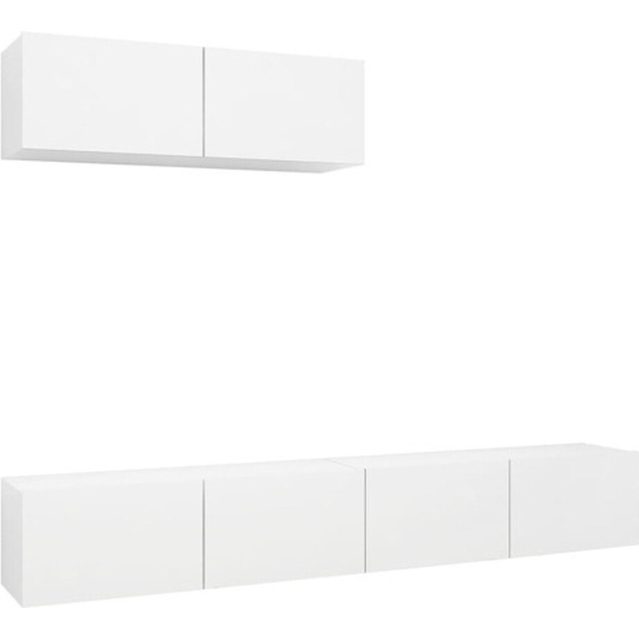 vidaXL - Tv-meubelen - 3 - st - bewerkt - hout - wit afbeelding 1