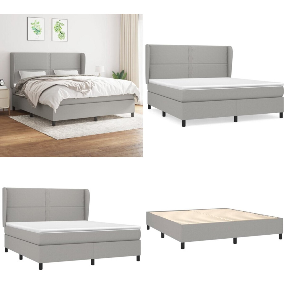 vidaXL Boxspring met matras stof lichtgrijs 180x200 cm - Boxspring - Boxsprings - Bed - Slaapmeubel vidaXL Boxspring met matras stof lichtgrijs 180x200 cm - Boxspring - Boxsprings - Bed - Slaapmeubel afbeelding 1