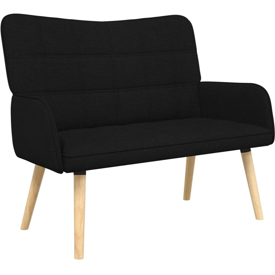 vidaXL - 2-Zits - Sofa - Zwart - 115 - x - 61 - x - 87 - cm - Stof afbeelding 1
