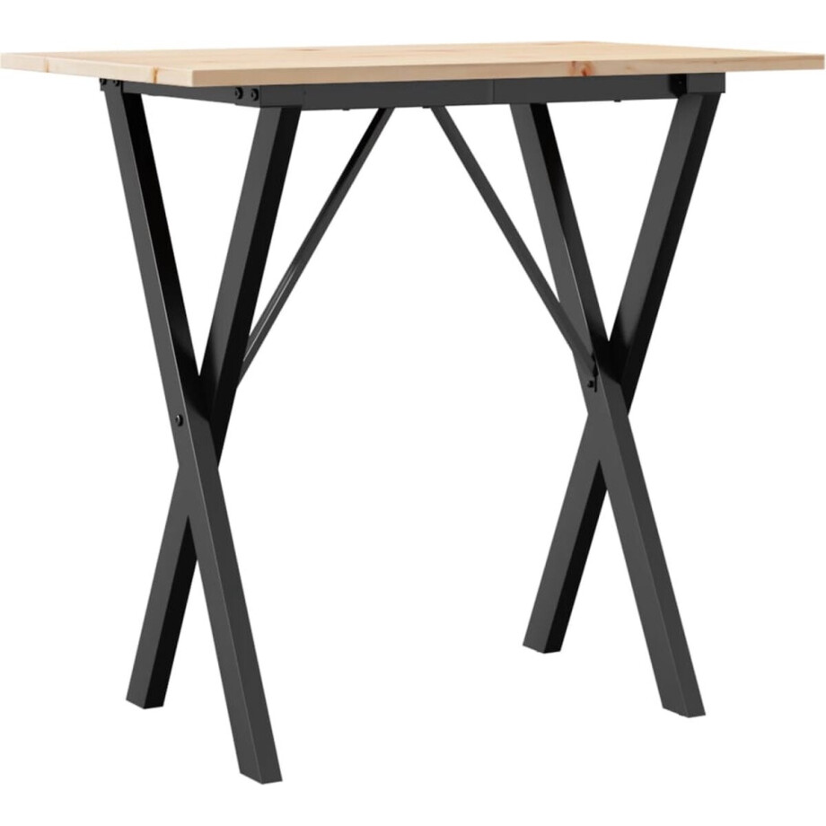 vidaXL - Eettafel - X-frame - 80x50x75 - cm - massief - grenenhout - en - staal vidaXL - Eettafel - X-frame - 80x50x75 - cm - massief - grenenhout - en - staal afbeelding 1