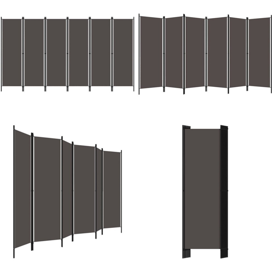 vidaXL Kamerscherm met 6 panelen 300x180 cm antraciet - Scheidingswand - Scheidingswanden - Ruimteverdeler - Ruimteverdelers vidaXL Kamerscherm met 6 panelen 300x180 cm antraciet - Scheidingswand - Scheidingswanden - Ruimteverdeler - Ruimteverdelers afbeelding 1