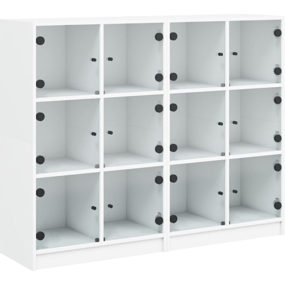 vidaXL - Boekenkast - met - deuren - 136x37x109 - cm - bewerkt - hout - wit afbeelding 1