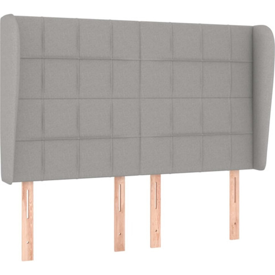 vidaXL - Hoofdbord - met - randen - 147x23x118/128 - cm - stof - lichtgrijs vidaXL - Hoofdbord - met - randen - 147x23x118/128 - cm - stof - lichtgrijs afbeelding 1