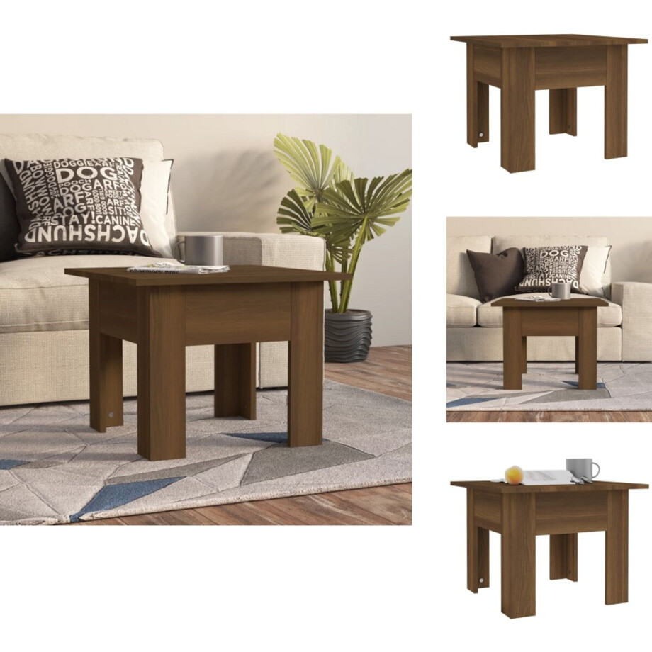 vidaXL Salontafel - Salontafels - Woonkamertafel - Banktafel - Salontafel 55x55x42 cm spaanplaat bruin eikenkleur afbeelding 1
