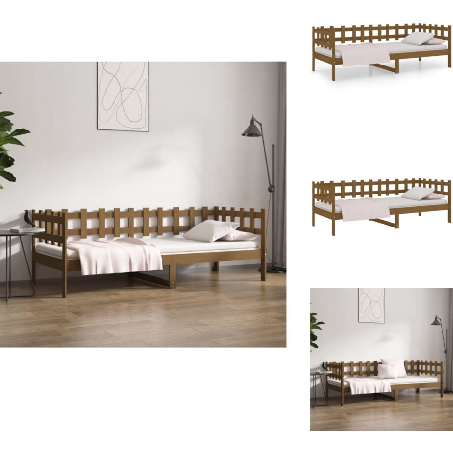 vidaXL - Slaapbank - 80x200 - cm - massief - grenenhout - honingbruin afbeelding 1