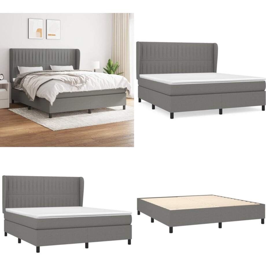 vidaXL Boxspring met matras stof donkergrijs 180x200 cm - Boxspring - Boxsprings - Bed - Slaapmeubel vidaXL Boxspring met matras stof donkergrijs 180x200 cm - Boxspring - Boxsprings - Bed - Slaapmeubel afbeelding 1