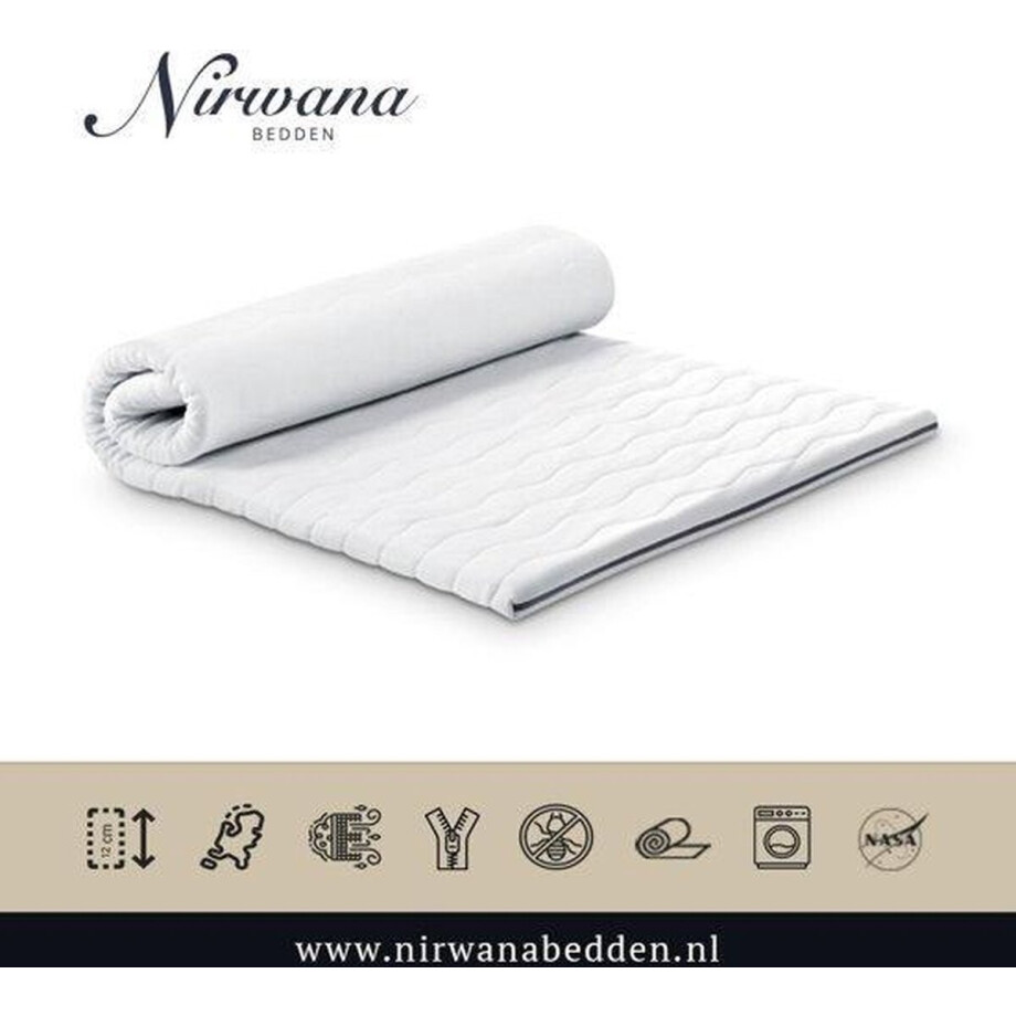 90x220 Witte Nirwana Bedden Tijk + Rits (Topper) 90x220 Witte Nirwana Bedden Tijk + Rits (Topper) afbeelding 1