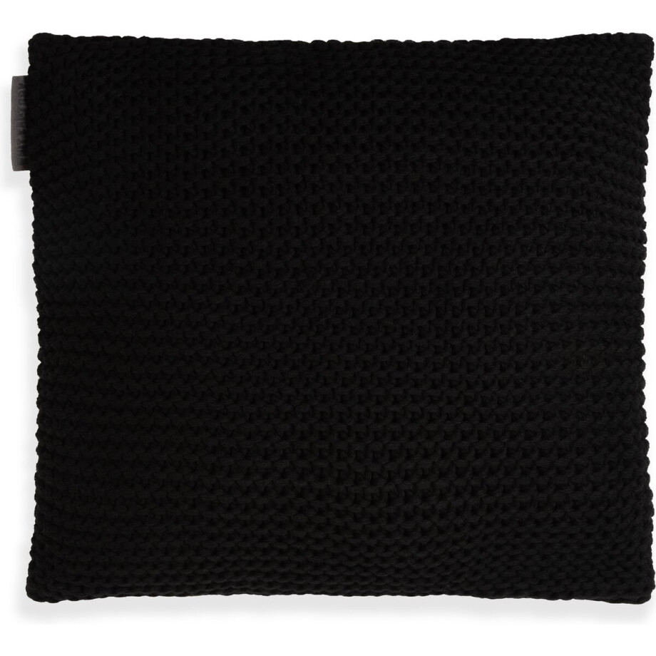 Knit Factory Vinz Sierkussen - Vierkant kussen - Kussen woonkamer - Bank kussen - Decoratie kussen - Zwart - 50x50 cm - Kussenhoes inclusief kussenvulling afbeelding 1